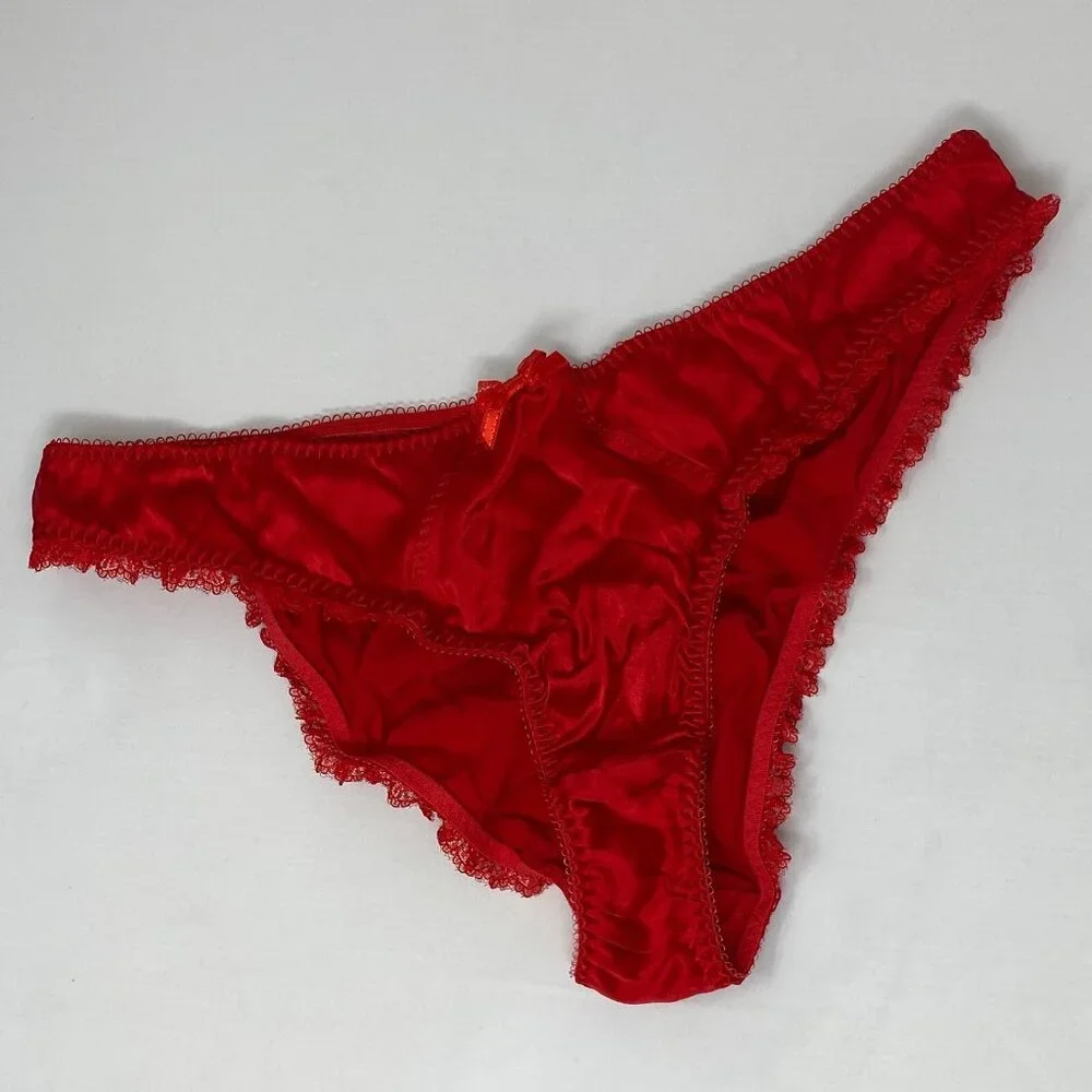 Agent Provocateur Felinda Red Silk Brief AP4 Large - Picture 1 of 11